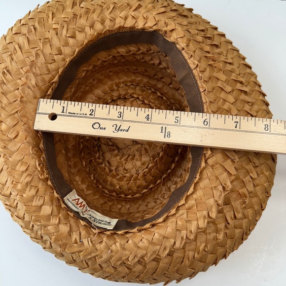 Vintage Amy New York Straw Boater Hat Abraham Straus Ribbon Accent - Picture 10 of 10